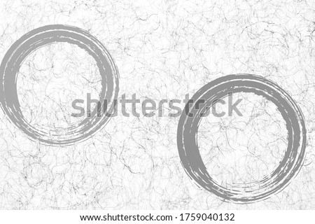 circular pattern of handwritten brush on Japanese rice paper 