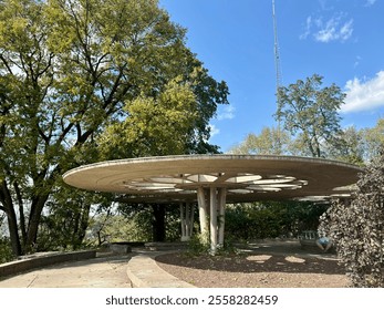 Circular pavilion with green trees in Bellevue Park, Cincinnati - Powered by Shutterstock