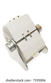 Circular Rolodex Card File Isolated On A White Background With Clipping Path.