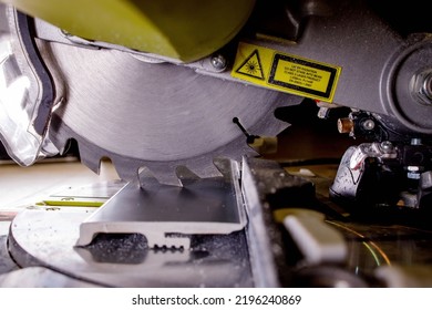 The circular saw cuts the plinth. Tool for repair work - Shutterstock ID 2196240869
