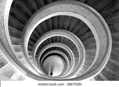 Circular stairs in temple. Black/white - Powered by Shutterstock