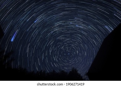 Circular Star Trail At Toblacher See