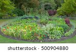 Circular Vegetable Plot on an Allotment in a Vegetable Garden in the Village of Dunham Massey in Cheshire, England, UK