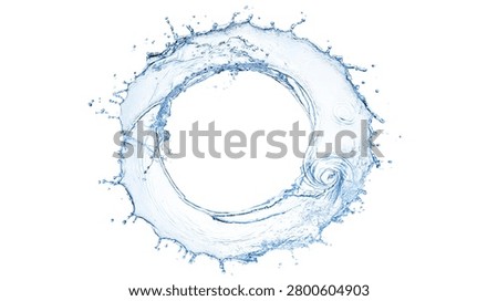 Circular water splash ring with dynamic droplets and ripples