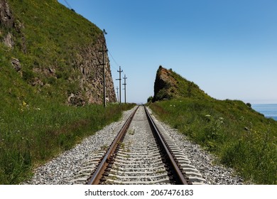 Circum Baikal Railway. Railway Along The Shore Of Lake Baikal.