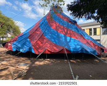 a circus tent under construction