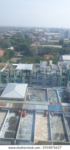 Cirebon,\
West Java, Indonesia, April 10th 2021, aerial view of Cirebon City,\
taken from 9th floor of swissbell hotel\
Cirebon