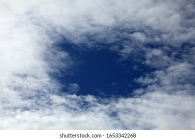 Cirrus Clouds On The Blue Sky Background. Abstract Sketches Of Nature. Open Skies Between The Clouds For To Write. Place For Writting. Mockup. Sky Texture