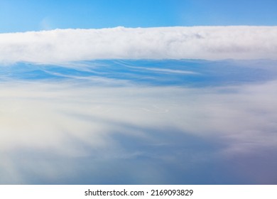 Cirrus Clouds Seen From An Airplane . Atmospheric White Clouds Background