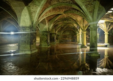 Cistern (ancient underground watertank) in the Portuguese fortress of El Jadida (Mazagan). Original it may have been an armory, but it is converted into a cistern in 1541. Morocco, Africa.