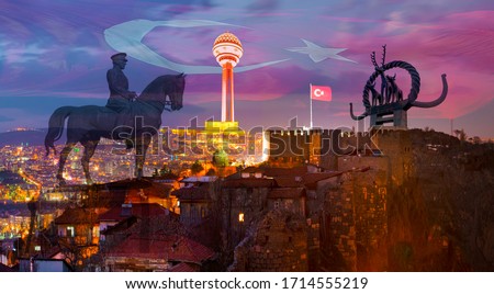Citadel of Ankara in the night and other touristic attractions in Ankara, Turkey Stok fotoğraf © 