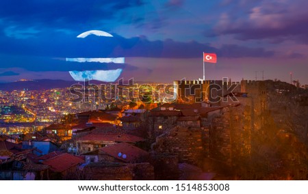 Citadel of Ankara in the night, Ankara, Turkey Stok fotoğraf © 