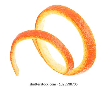 Citron. Orange Zest Spiral. Orange Peel Isolated On A White Background.