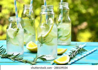 Citrus Fizz With Rosemary In A Bottle.