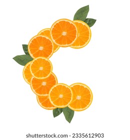 Citrus fruit food, orange shape of vitamin c flat lay on white background, copy space, top view, vertical, Vitamin C good for Health - Powered by Shutterstock