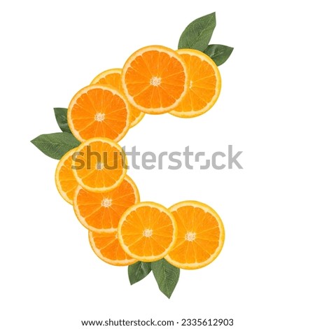 Citrus fruit food, orange shape of vitamin c flat lay on white background, copy space, top view, vertical, Vitamin C good for Health