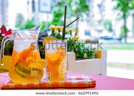 Infused fruit water cocktails and green vegetable smoothies