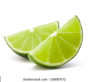 Citrus Lime Fruit Segment Isolated On White Background Cutout