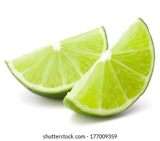 Citrus Lime Fruit Segment Isolated On White Background Cutout