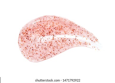 Citrus scrub or lotion smear isolated on white. Beauty texture. Flat lay, top view.
