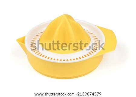 Citrus squeezer with lemons isolated on white. High resolution photo. Full depth of field.