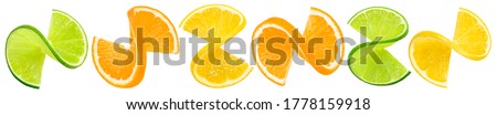 Citrus twists isolated on white background. Package design element with clipping path