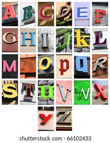 City ABC - Alphabet Collage. Colorful Letters Font From Urban Buildings.