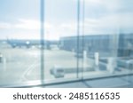 CITY AIRPORT TERMINAL HALL BACKGROUND WITH BLURRY WINDOW VIEW, FLIGHT SERVICE BACKDROP