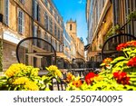 City of Aix En Provence colorful flower street view, south of France