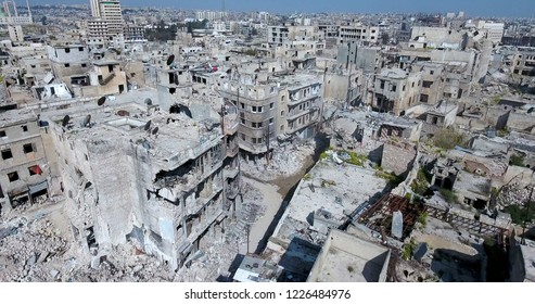  the city of Aleppo in Syria, aerial view