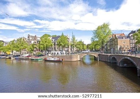 Similar – Image, Stock Photo Beautiful Architecture Of Dutch Houses and Houseboats On Amsterdam Canal In Autumn