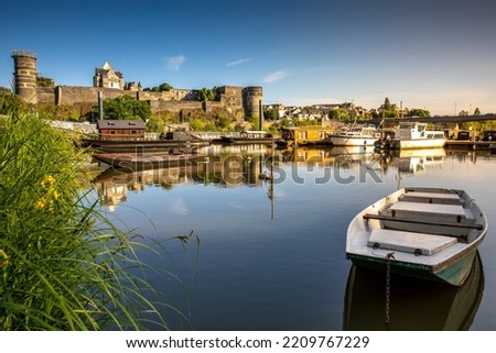 City of Angers in France, tourist landscape and castle of the Loire.