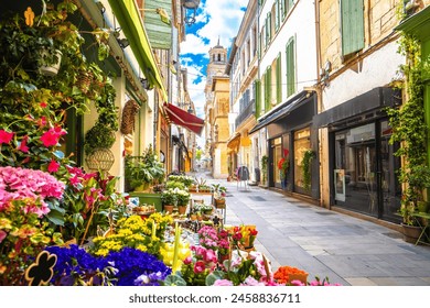 City of Arles colorful flower street view, south of France - Powered by Shutterstock