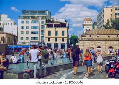 City Athens,  Greek Republic. Buildings And Street, Urban City With Turists. 16. Sep. 2019