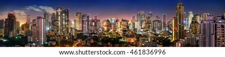 City of Bangkok, Sukhumvit skyline night shot panorama