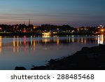 City of Bangor, Maine skyline at dusk