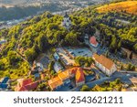 City of Banska Stiavnica with old castle and square,  UNESCO, Slovakia. Old Slovakia mining town of Banska Stiavnica. 