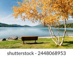 City Beach landscape on a sunny fall day in Whitefish, Montana