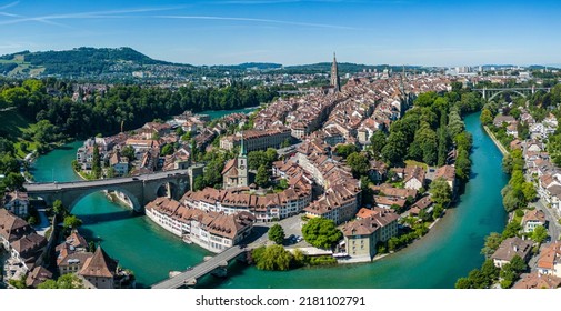 City of Bern in Switzerland from above - the capital city aerial view