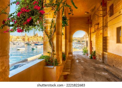 City of Birgu with Grand Harbour in Valetta, Malta