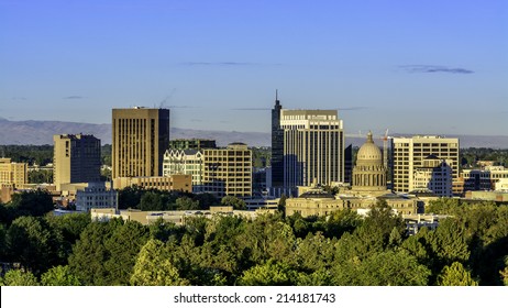City of Boise Idaho skyline in the early morning