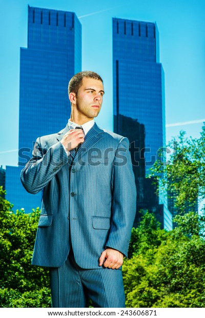 City Boy Dressing Formally Blue Suit Stock Photo Edit Now 243606871