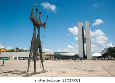 City Of Brasilia, Federal District, Brazil. May 06, 2022. Monument To The Candangos In The Square Of The Three Powers, Bronze Sculptures In Honor Of The Workers Who Built Brasilia.