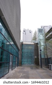 City Building With Water Feature