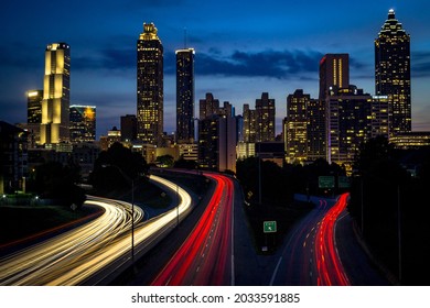 City buildings during night time.