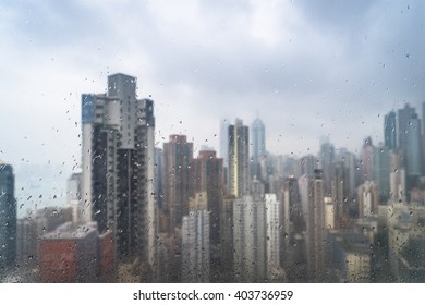 City Buildings On A Rainy Day