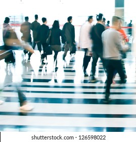 City Business People Walking In The Lobby Blur Motion