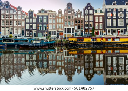 Similar – Image, Stock Photo Architecture Of Dutch Houses Facade and Houseboats On Amsterdam Canal