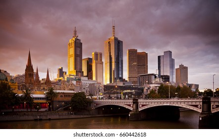 The city centre of Melbourne, Victoria, Australia.
