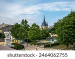 City centre in Szolnok, Hungary.Summer season